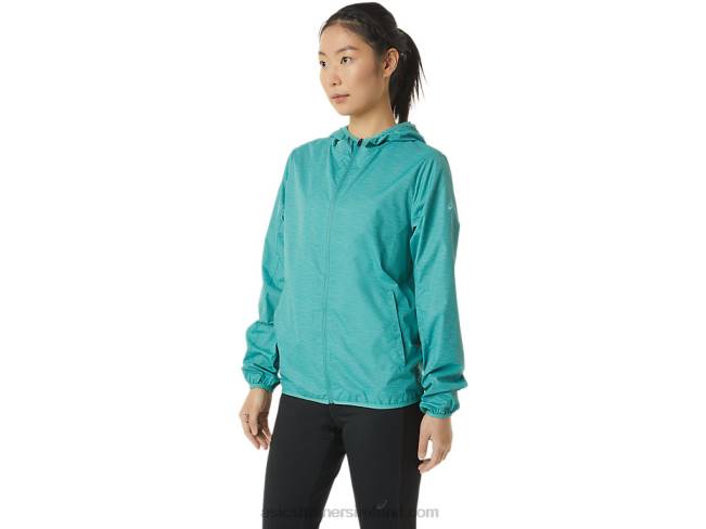 Women\s Packable Jacket Sage Spacedye/Clear Blue Asics XXPD3385