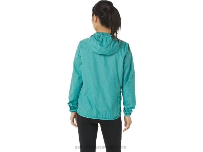 Women\s Packable Jacket Sage Spacedye/Clear Blue Asics XXPD3385