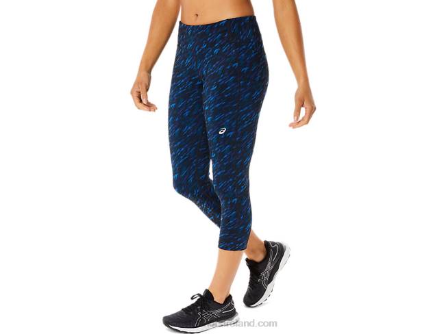 Women\s Performance Capri Night Shade/Lake Drive Print Asics XXPD3524