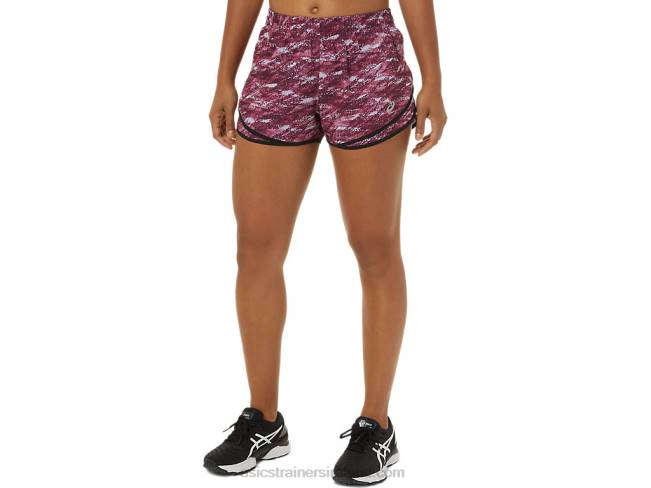 Womens Pr Lyte 25in Run Short Deep Mars Print/Black Asics XXPD3702