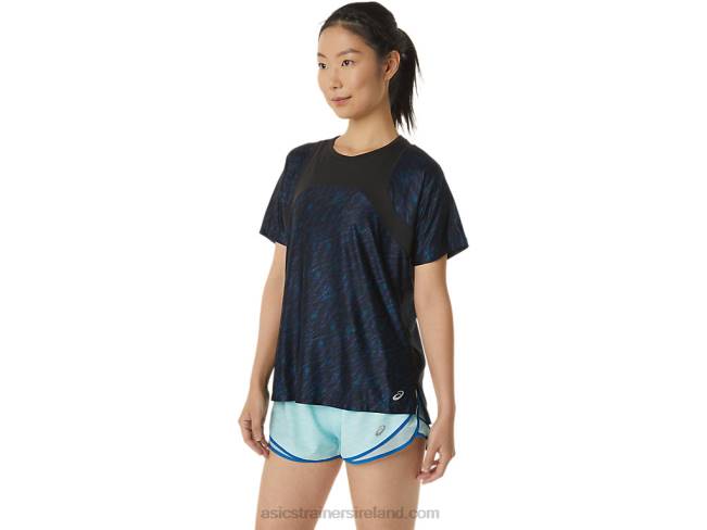 Women\s Pr Lyte Run Short Sleeve Night Shade/Lake Drive Print Asics XXPD3387