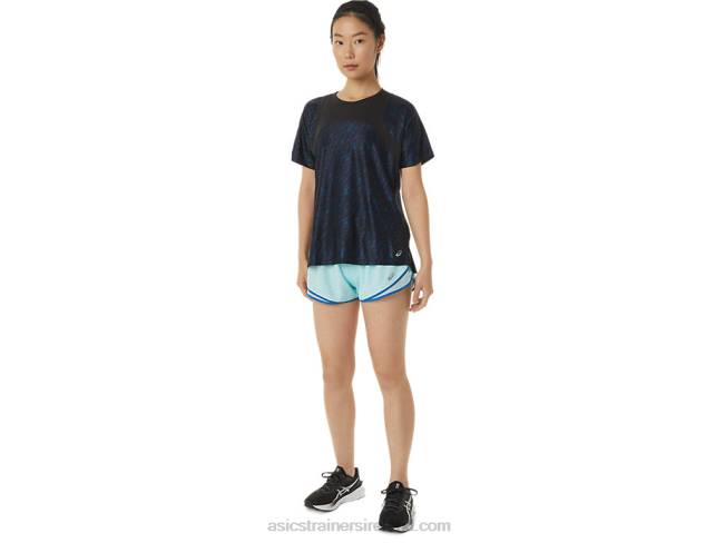 Women\s Pr Lyte Run Short Sleeve Night Shade/Lake Drive Print Asics XXPD3387