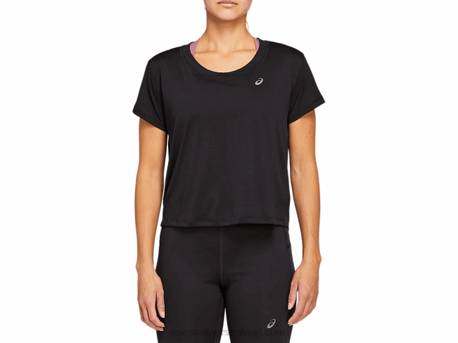 Womens Race Crop Short Sleeve Top Performance Black Asics XXPD4142