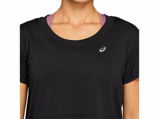 Women\s Race Crop Short Sleeve Top Performance Black Asics XXPD4142