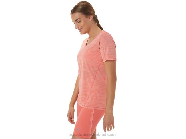 Women\s Race V-Neck Short Sleeve Top Papaya/Guava Asics XXPD2295