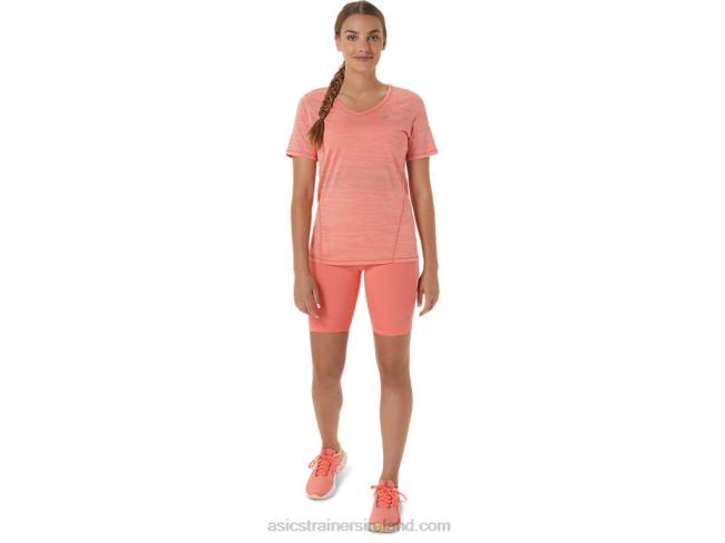 Women\s Race V-Neck Short Sleeve Top Papaya/Guava Asics XXPD2295