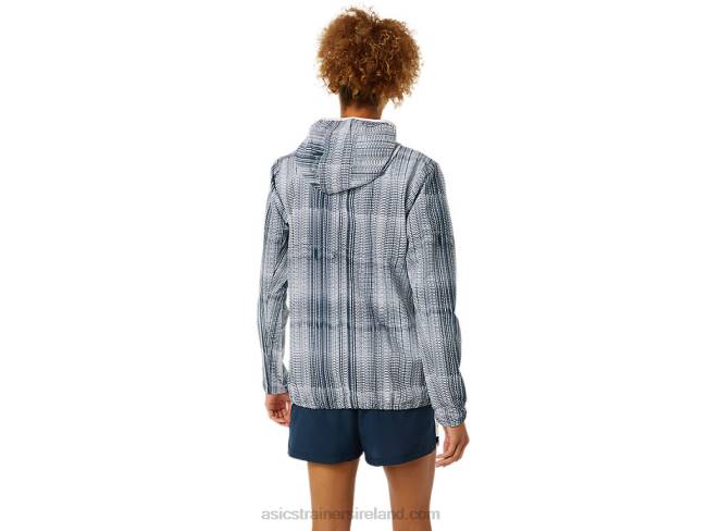 Women\s Ready-Set Graphic Jacket French Blue Print/Barely Rose Asics XXPD3480