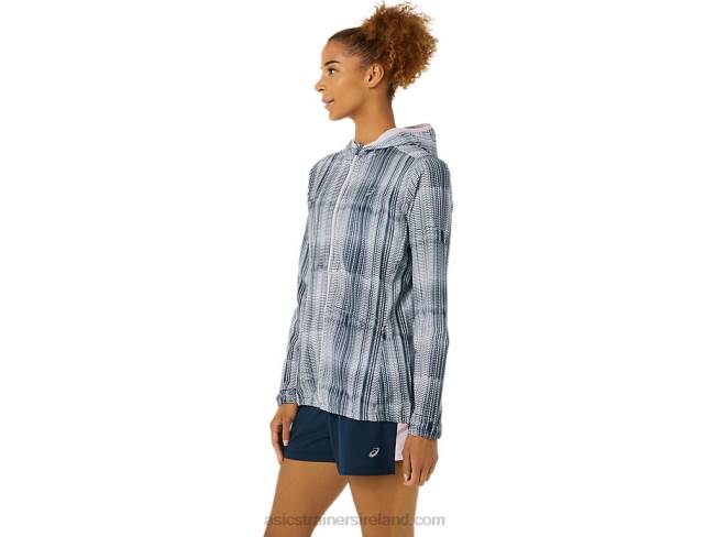 Women\s Ready-Set Graphic Jacket French Blue Print/Barely Rose Asics XXPD3480