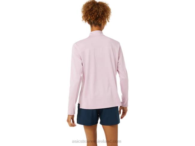 Women\s Ready-Set Half Zip Barely Rose/French Blue Asics XXPD3496