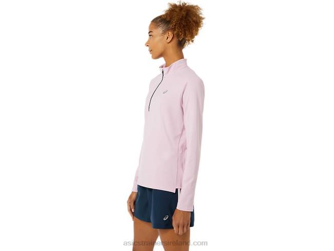 Women\s Ready-Set Half Zip Barely Rose/French Blue Asics XXPD3496