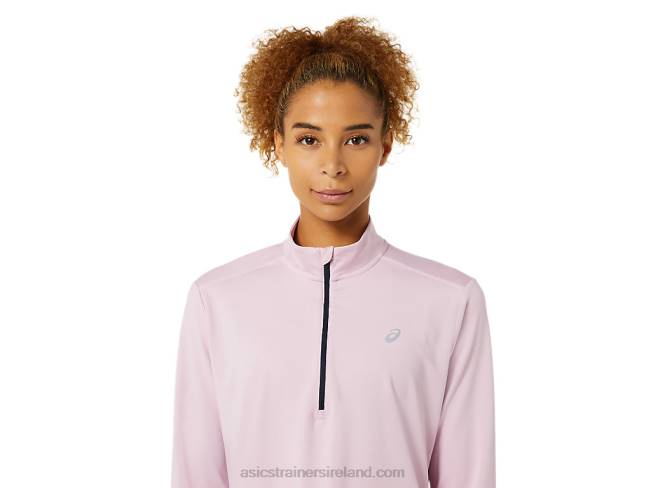 Women\s Ready-Set Half Zip Barely Rose/French Blue Asics XXPD3496