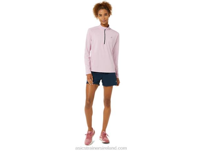 Women\s Ready-Set Half Zip Barely Rose/French Blue Asics XXPD3496