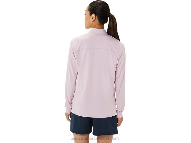 Women\s Ready-Set Half Zip Lam Barely Rose/French Blue Asics XXPD3316