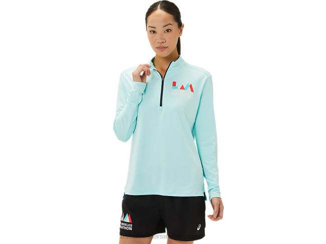 Womens Ready-Set Half Zip Lam Clear Blue/French Blue Asics XXPD3307