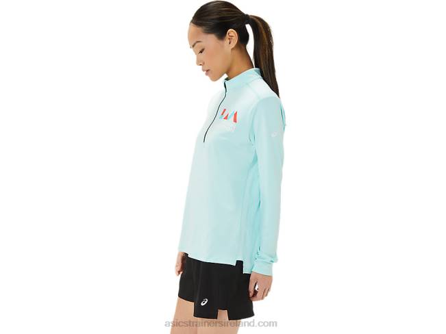 Women\s Ready-Set Half Zip Lam Clear Blue/French Blue Asics XXPD3307