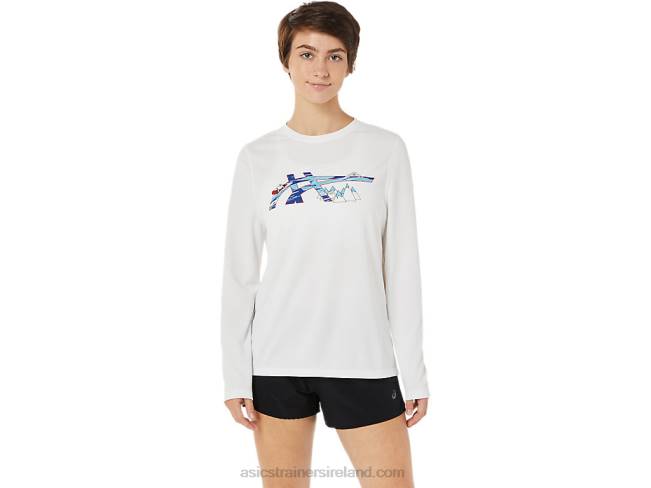 Womens Ready-Set II Long Sleeve Graphic Brilliant White Asics XXPD3609