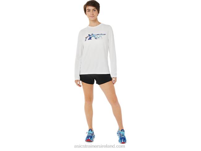 Women\s Ready-Set II Long Sleeve Graphic Brilliant White Asics XXPD3609