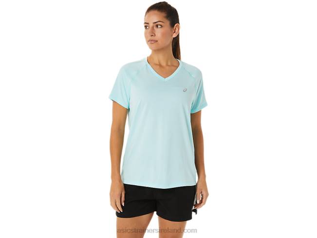 Womens Ready-Set Lyte V-Neck Clear Blue Heather Asics XXPD3467