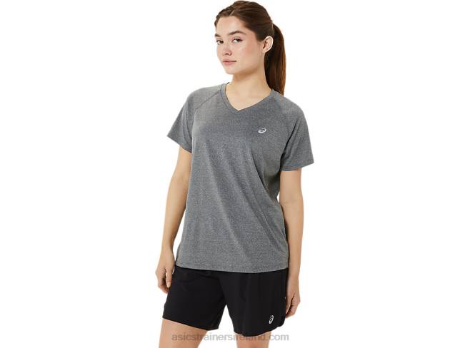 Womens Ready-Set Lyte V-Neck Dark Grey Heather Asics XXPD3377