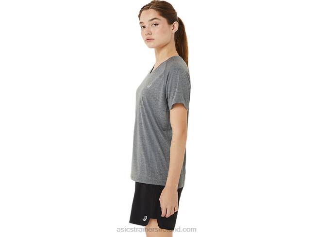 Women\s Ready-Set Lyte V-Neck Dark Grey Heather Asics XXPD3377