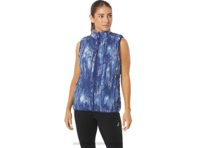 Womens Reverse Insulated Vest Grand Shark Tie Die/Soft Sky Asics XXPD2758