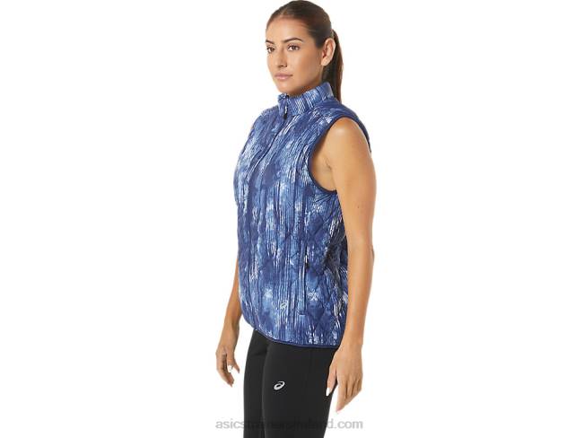 Women\s Reverse Insulated Vest Grand Shark Tie Die/Soft Sky Asics XXPD2758