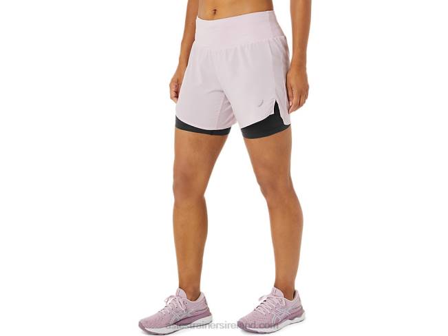 Women\s Road 2-N-1 55in Short Barely Rose/Performance Black Asics XXPD3487