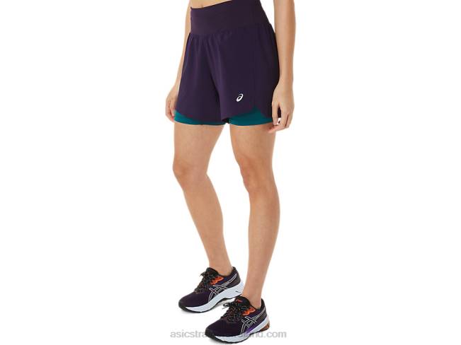 Women\s Road 2-N-1 55in Short Night Shade/Velvet Pine Asics XXPD3025