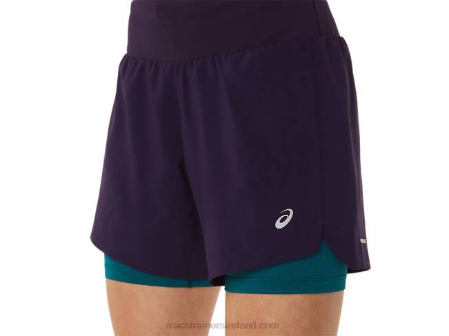 Women\s Road 2-N-1 55in Short Night Shade/Velvet Pine Asics XXPD3025