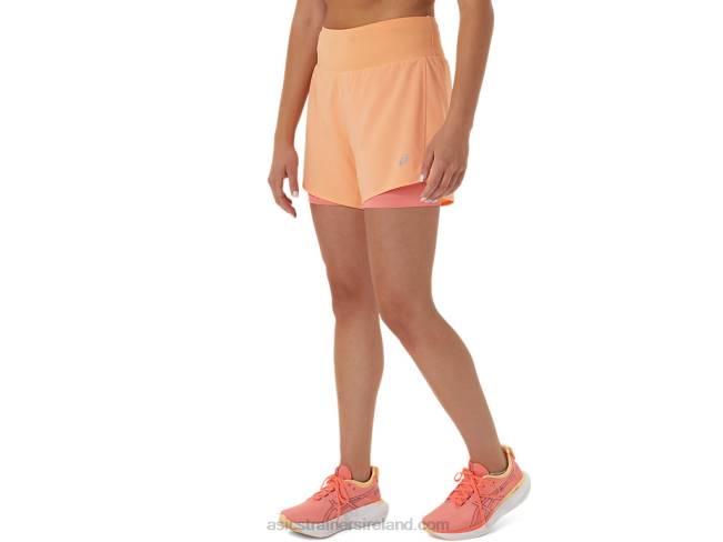 Women\s Road 2-N-1 55in Short Summer Dune/Papaya Asics XXPD2564