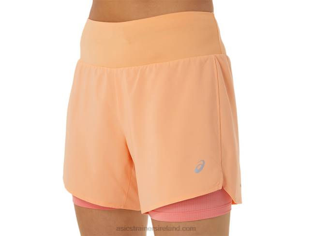 Women\s Road 2-N-1 55in Short Summer Dune/Papaya Asics XXPD2564