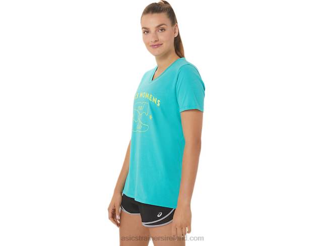 Women\s Run Club V-Neck Sea Glass Asics XXPD2989