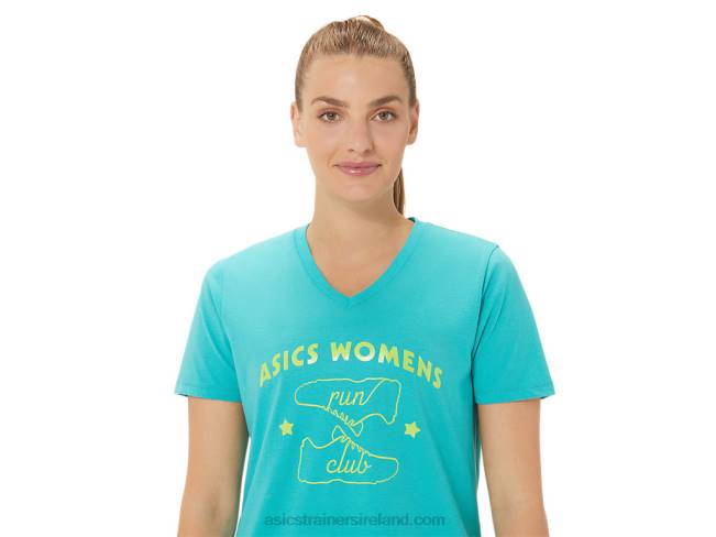 Women\s Run Club V-Neck Sea Glass Asics XXPD2989