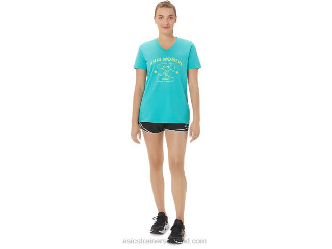 Women\s Run Club V-Neck Sea Glass Asics XXPD2989