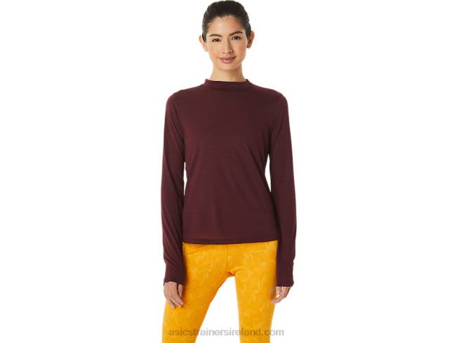 Womens Runkoyo Mock Neck Long Sleeve Top Deep Mars Asics XXPD2754