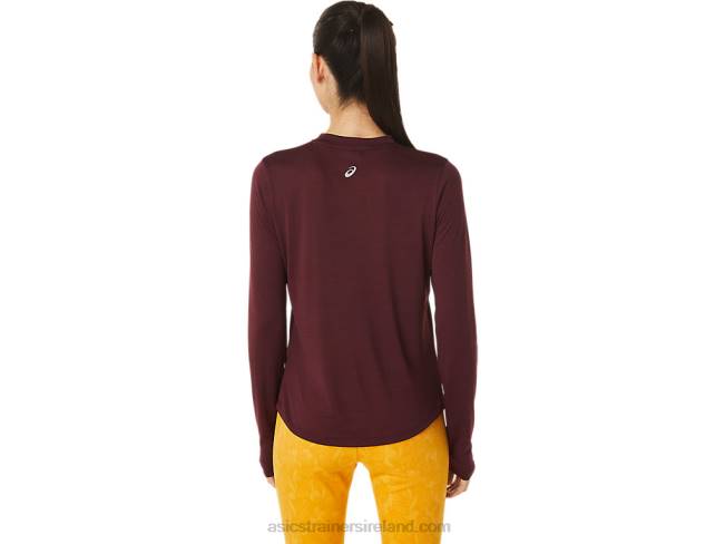 Women\s Runkoyo Mock Neck Long Sleeve Top Deep Mars Asics XXPD2754