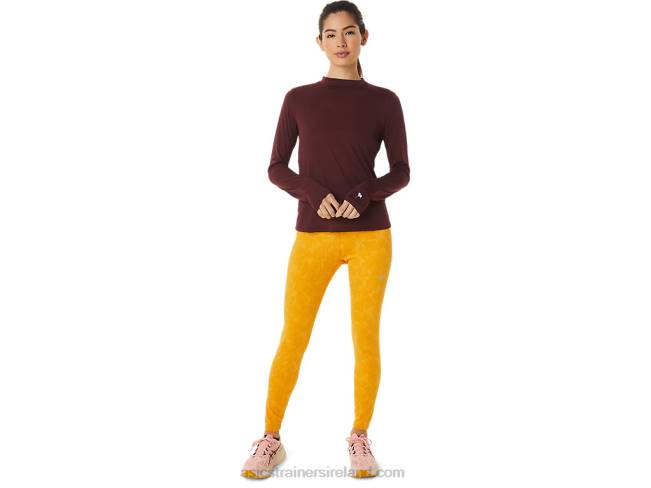 Women\s Runkoyo Mock Neck Long Sleeve Top Deep Mars Asics XXPD2754