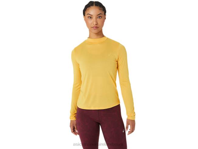 Womens Runkoyo Mock Neck Long Sleeve Top Tiger Yellow Asics XXPD2802