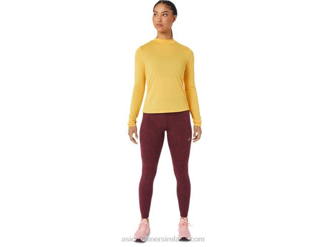 Women\s Runkoyo Mock Neck Long Sleeve Top Tiger Yellow Asics XXPD2802