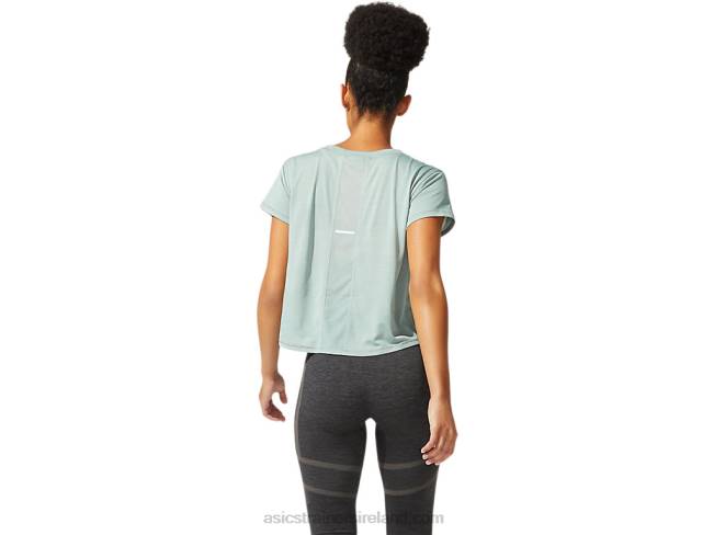 Women\s Sakura Short Sleeve Crop Top Slate Grey Asics XXPD3977