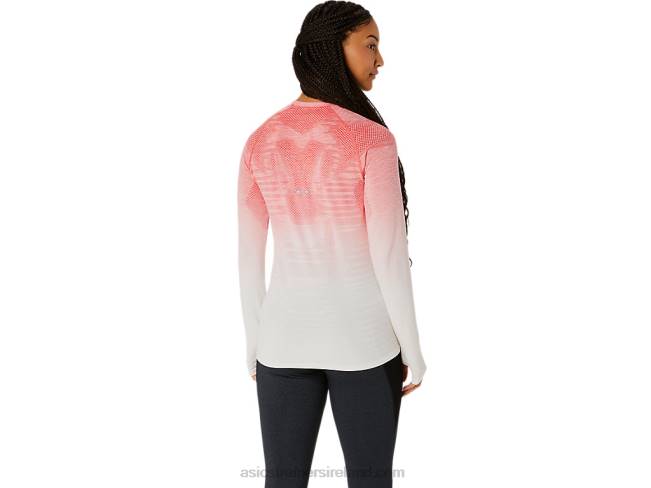 Women\s Seamless Long Sleeve Top Cream/Papaya Asics XXPD2210