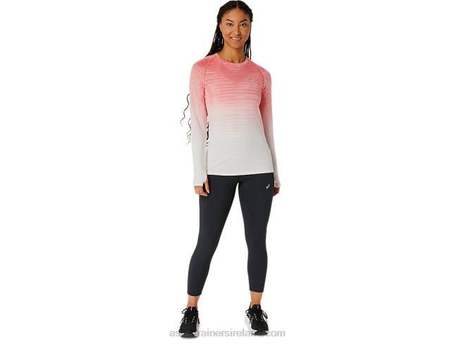 Women\s Seamless Long Sleeve Top Cream/Papaya Asics XXPD2210