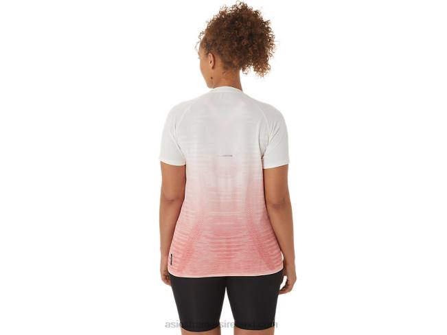 Women\s Seamless Short Sleeve Top Cream/Papaya Asics XXPD2441