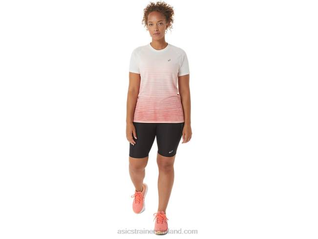 Women\s Seamless Short Sleeve Top Cream/Papaya Asics XXPD2441