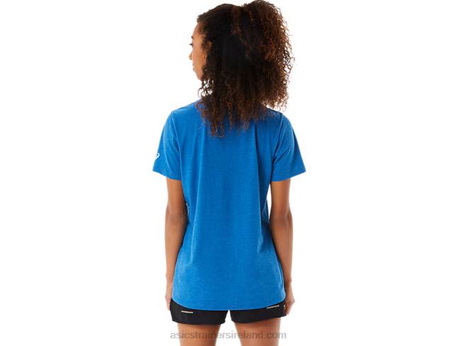 Women\s Short Sleeve Est 1977 V-Neck Tee Lake Drive Asics XXPD2982