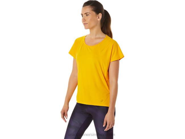 Women\s Side Slit Short Sleeve Top Sunflower Asics XXPD2940