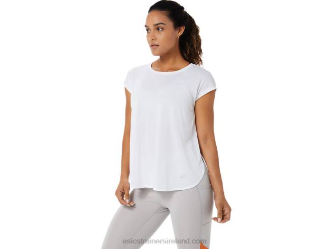 Women\s Slit Short Sleeve Top Brilliant White Asics XXPD3381