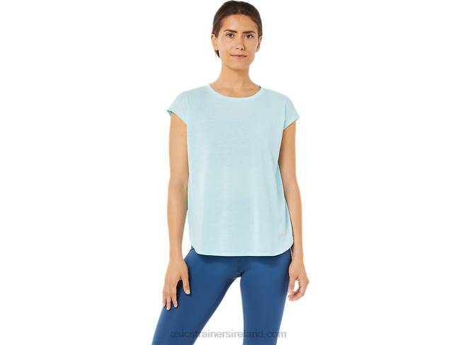 Womens Slit Short Sleeve Top Clear Blue Asics XXPD3369