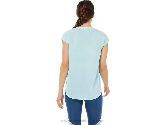 Women\s Slit Short Sleeve Top Clear Blue Asics XXPD3369