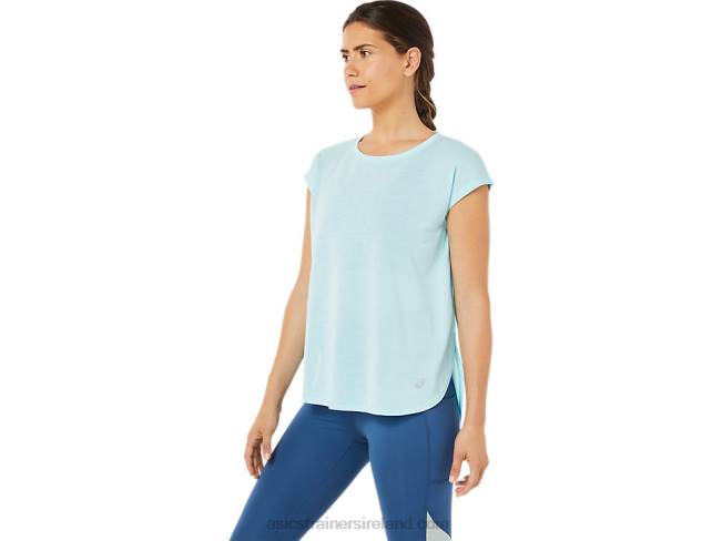 Women\s Slit Short Sleeve Top Clear Blue Asics XXPD3369